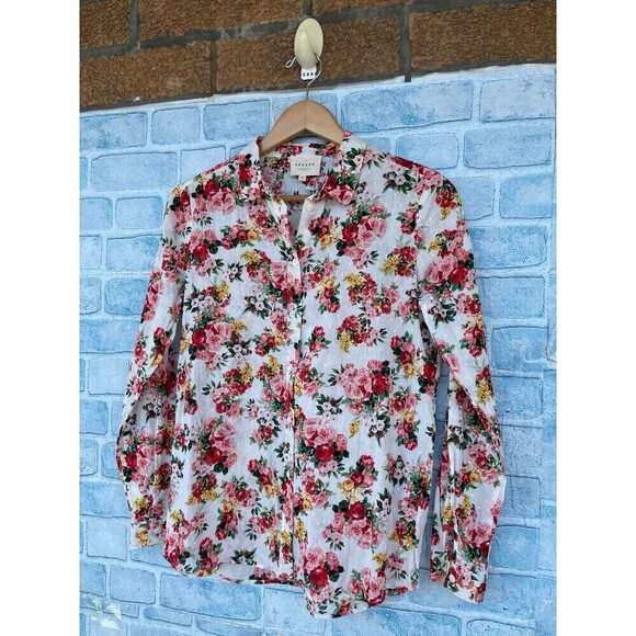 Sézane Pierro Shirt Bouquet De Rose size 34/4 - Picture 3 of 12